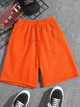 MEN DRAWSTRING WAIST TRACK SHORTS