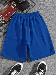 MEN DRAWSTRING WAIST TRACK SHORTS