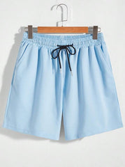 MEN DRAWSTRING WAIST TRACK SHORTS