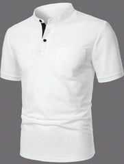 MEN'S SHORT SLEEVE POLO SHIRT WITH STAND COLLAR