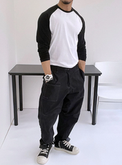 MEN COLOR BLOCK RAGLAN SLEEVE TEE