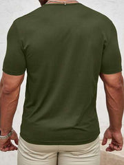 OLIVE MEN T-SHIRTS FIT V NECK SHORT SLEEVE HENLEY