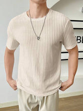 OATMEAL MEN SOLID RIBBED KNIT TEE