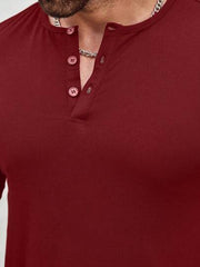 WINE MEN T-SHIRTS FIT V NECK SHORT SLEEVE HENLEY