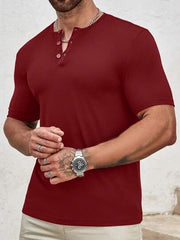 WINE MEN T-SHIRTS FIT V NECK SHORT SLEEVE HENLEY
