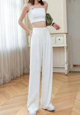 WHITE HIGH WAIST TAILORED WIDE LEG PANTS