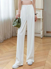 WHITE HIGH WAIST TAILORED WIDE LEG PANTS