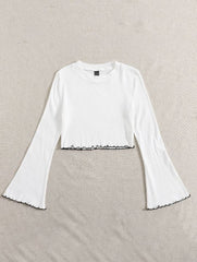 RIBBED WAVY HEM TSHIRT
