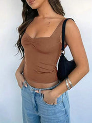 SOLID COLOR SLEEVELESS TANK TOP