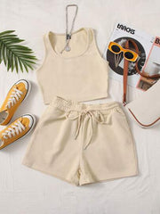 SCOOP NECK TANK TOP AND TRACK SHORTS