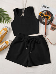 SCOOP NECK TANK TOP AND TRACK SHORTS