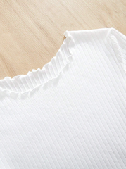 MULTICOLOR 3PCS/SET FLOUNCE COLLAR FITTED CASUAL T-SHIRT