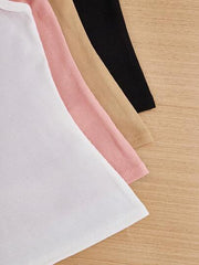 4PCS MULTICOLOR KNITTED SOLID COLOR SLIM FIT SLEEVELESS TANK TOP