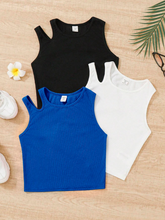 PACK OF 3 MULTICOLOR KNIT SOLID HOLLOW OUT TANK TOPS