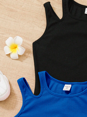 PACK OF 3 MULTICOLOR KNIT SOLID HOLLOW OUT TANK TOPS