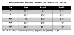 PACK OF 3 MULTICOLOR KNIT SOLID HOLLOW OUT TANK TOPS