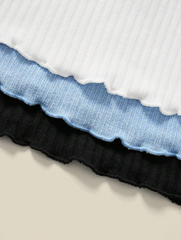 TWEEN GIRL 3PCS LETTUCE TRIM RIB KNIT TEE