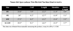 TWEEN GIRL 3PCS LETTUCE TRIM RIB KNIT TEE