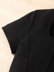 BLACK TEEN GIRLS' ELEGANT SHORT SLEEVE T-SHIRT