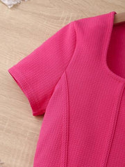 HOT PINK TEEN GIRLS' ELEGANT SHORT SLEEVE T-SHIRT