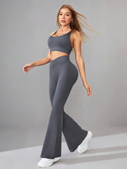 CHARCOAL YOGA RIBBED WORKOUT SET