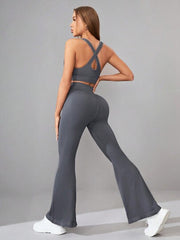 CHARCOAL YOGA RIBBED WORKOUT SET