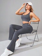 CHARCOAL YOGA RIBBED WORKOUT SET