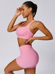PINK WOMEN'S WORKOUT SET TANK TOP FITNESS SET