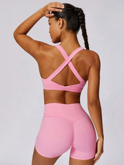 PINK WOMEN'S WORKOUT SET TANK TOP FITNESS SET