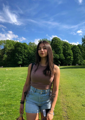 BROWN DRAWSTRING RUCHED SIDE CROP TANK TOP