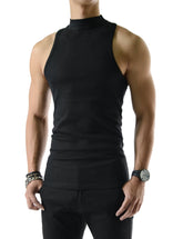 BLACK MOCK TURTLENECK MEN'S TANK