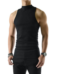 BLACK MOCK TURTLENECK MEN'S TANK