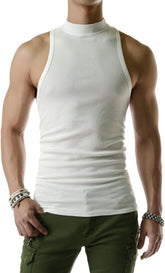 WHITE MOCK TURTLENECK MEN'S TANK