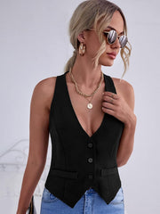 Solid Pointed Hem Waistcoat