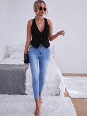 Solid Pointed Hem Waistcoat