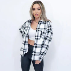 PLUS BLACK CHECKED POCKET FRONT SHACKET
