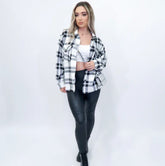 PLUS BLACK CHECKED POCKET FRONT SHACKET