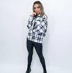 PLUS BLACK CHECKED POCKET FRONT SHACKET