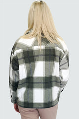 PLUS KHAKI CHECKED POCKET FRONT SHACKET