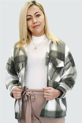 PLUS KHAKI CHECKED POCKET FRONT SHACKET