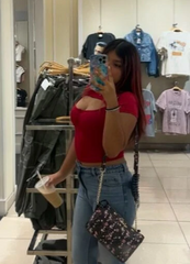 RED HOLLOW OUT FRONT TOP