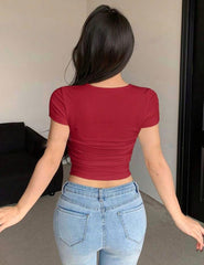 RED HOLLOW OUT FRONT TOP