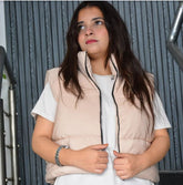 SLEEVELESS ZIP UP CROP VEST PUFFER JACKET