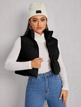 SLEEVELESS ZIP UP CROP VEST PUFFER JACKET