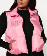 SLEEVELESS ZIP UP CROP VEST PUFFER JACKET