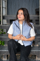 SLEEVELESS ZIP UP CROP VEST PUFFER JACKET