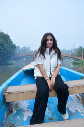 SLEEVELESS ZIP UP CROP VEST PUFFER JACKET