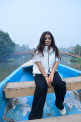 SLEEVELESS ZIP UP CROP VEST PUFFER JACKET