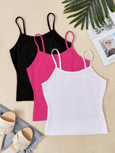 3PCS SOLID CAMI TOP