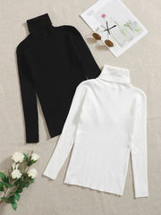 2PCS SOLID TURTLENECK TOP